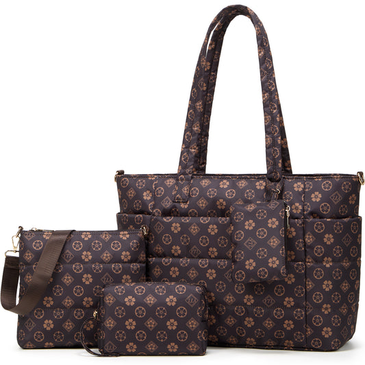 Tote Bag for Women, Lightweight Puffy Totes Bags with Compartments Shoulder Satchel Handbag for Travel, Work, Gym