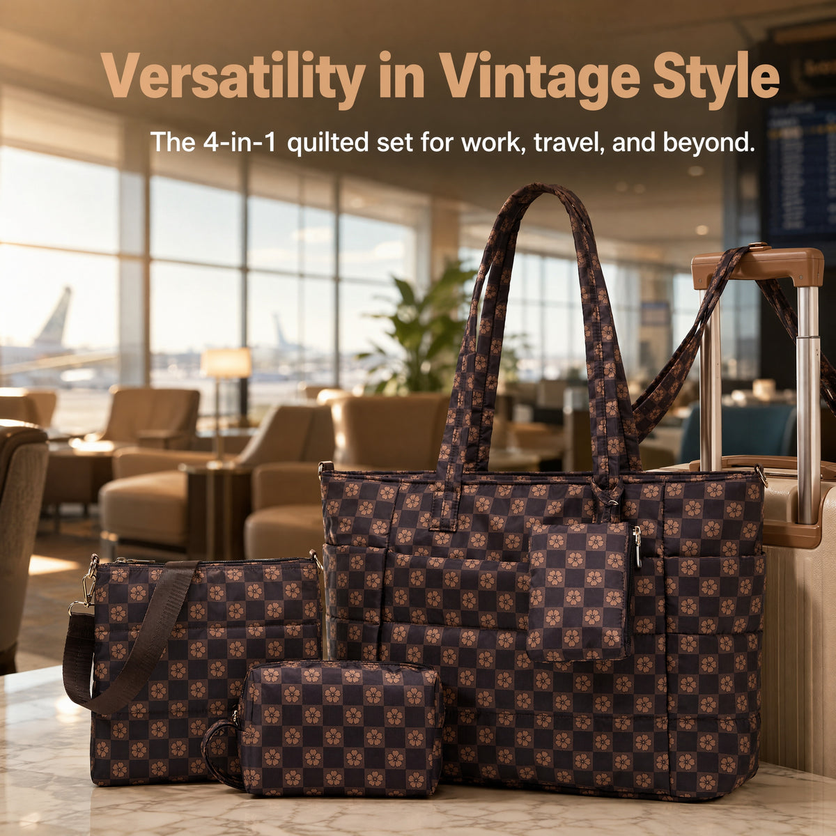 Tote Bag for Women, Lightweight Puffy Totes Bags with Compartments Shoulder Satchel Handbag for Travel, Work, Gym