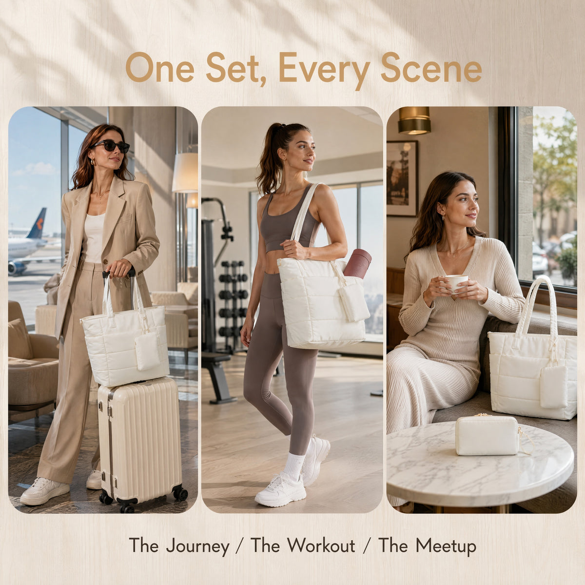 Tote Bag for Women, Lightweight Puffy Totes Bags with Compartments Shoulder Satchel Handbag for Travel, Work, Gym