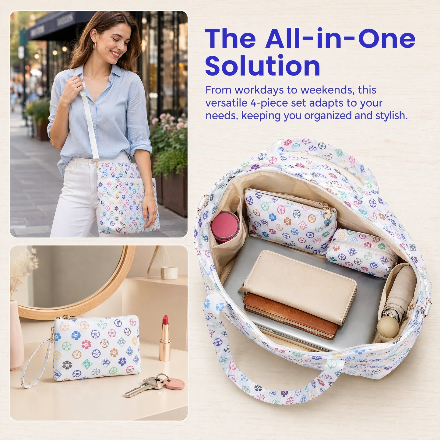 Tote Bag for Women, Lightweight Puffy Totes Bags with Compartments Shoulder Satchel Handbag for Travel, Work, Gym