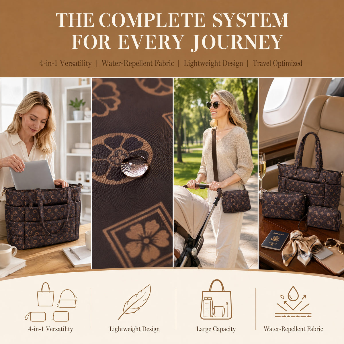 Tote Bag for Women, Lightweight Puffy Totes Bags with Compartments Shoulder Satchel Handbag for Travel, Work, Gym