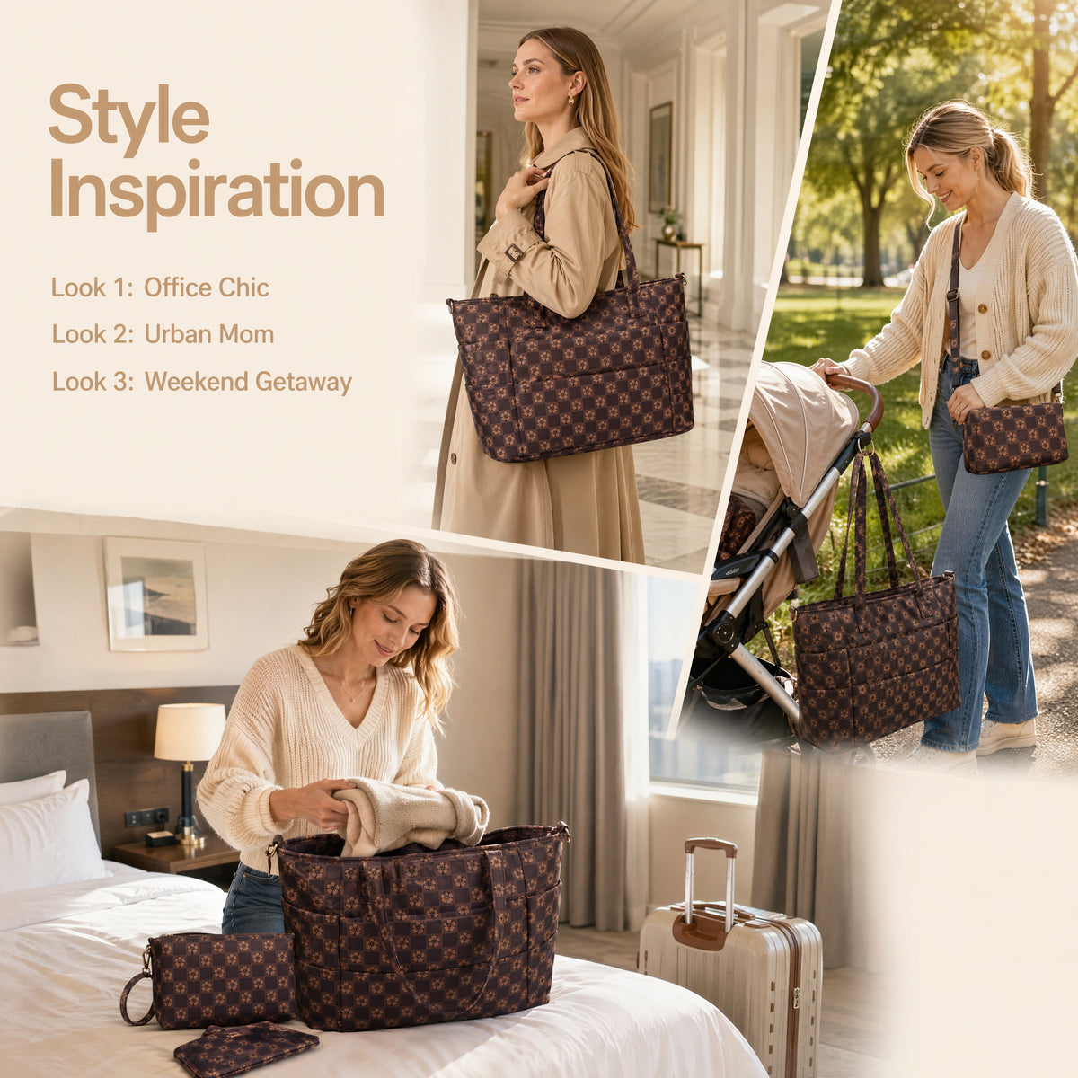 Tote Bag for Women, Lightweight Puffy Totes Bags with Compartments Shoulder Satchel Handbag for Travel, Work, Gym