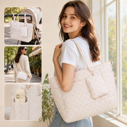 Tote Bag for Women, Lightweight Puffy Totes Bags with Compartments Shoulder Satchel Handbag for Travel, Work, Gym