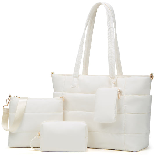 Tote Bag for Women, Lightweight Puffy Totes Bags with Compartments Shoulder Satchel Handbag for Travel, Work, Gym