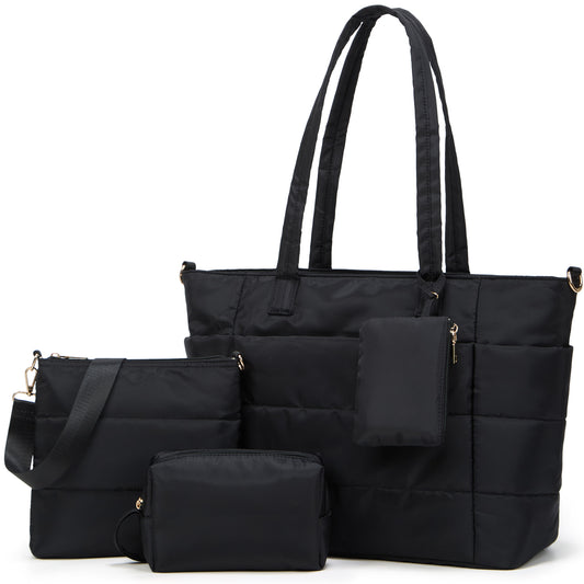Tote Bag for Women, Lightweight Puffy Totes Bags with Compartments Shoulder Satchel Handbag for Travel, Work, Gym