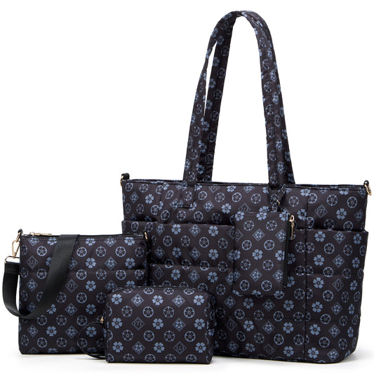 Tote Bag for Women, Lightweight Puffy Totes Bags with Compartments Shoulder Satchel Handbag for Travel, Work, Gym