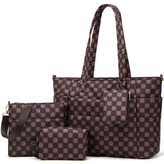 Tote Bag for Women, Lightweight Puffy Totes Bags with Compartments Shoulder Satchel Handbag for Travel, Work, Gym