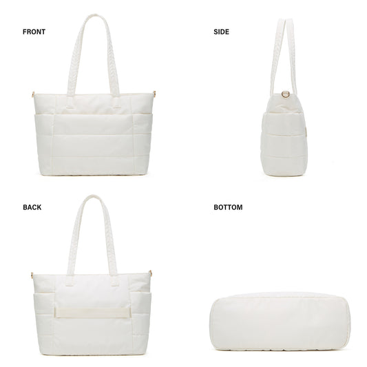 Tote Bag for Women, Lightweight Puffy Totes Bags with Compartments Shoulder Satchel Handbag for Travel, Work, Gym