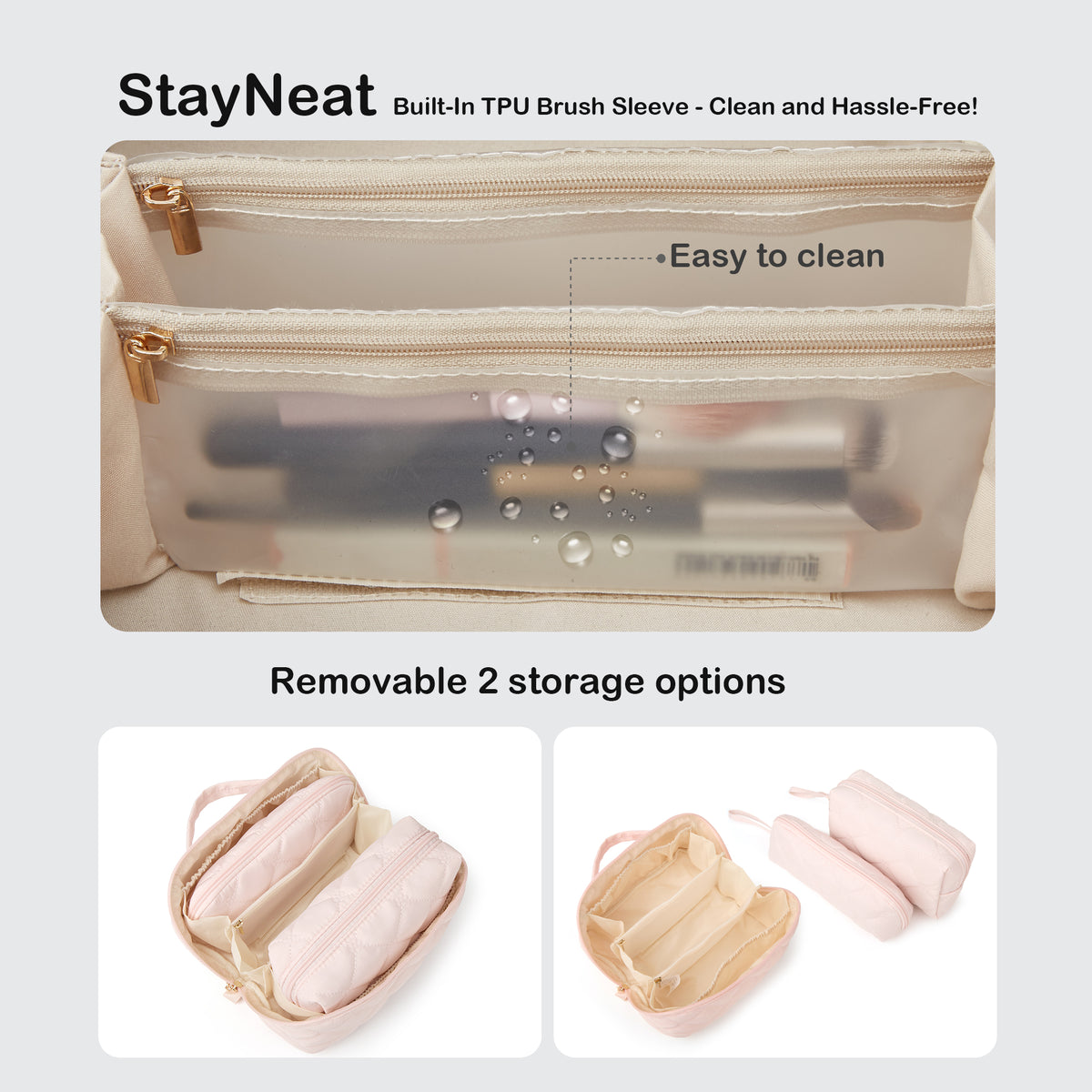 YTL Travel Makeup Bag, Puffer Cosmetic Organizer Bags, Women Toiletry Case Wide-open Make Up Bags, Flat Open Portable Organizer Cases for Skincare, Brushes & Travel Essentials