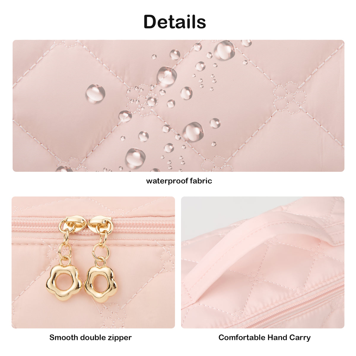 YTL Travel Makeup Bag, Puffer Cosmetic Organizer Bags, Women Toiletry Case Wide-open Make Up Bags, Flat Open Portable Organizer Cases for Skincare, Brushes & Travel Essentials