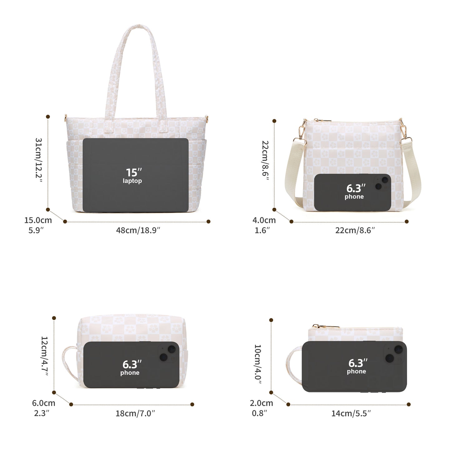 Tote Bag for Women, Lightweight Puffy Totes Bags with Compartments Shoulder Satchel Handbag for Travel, Work, Gym