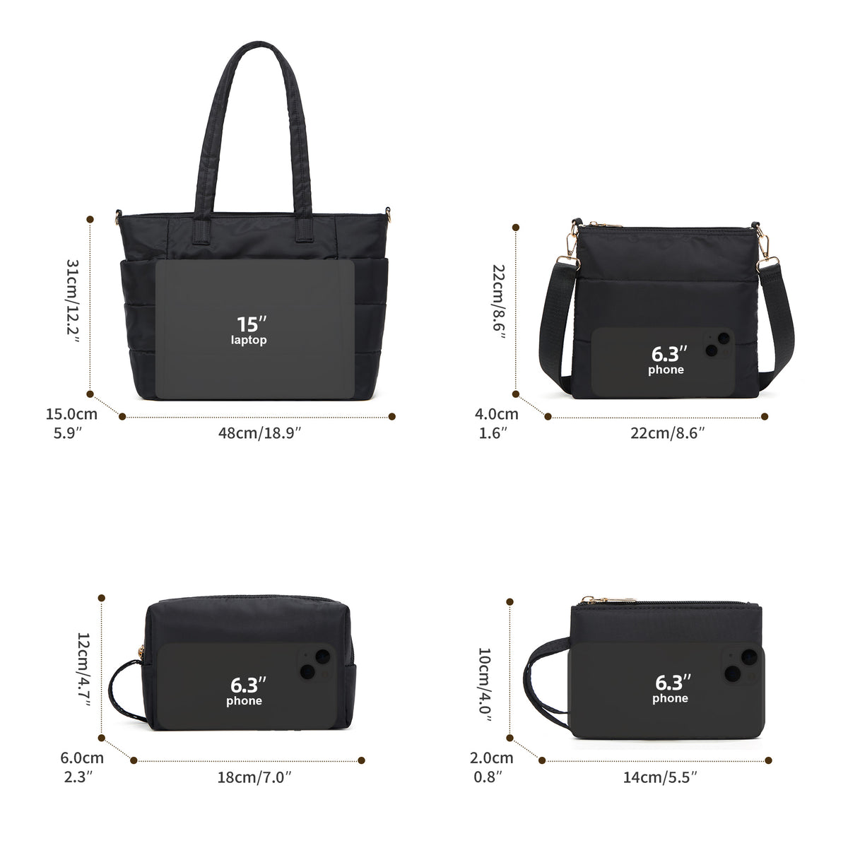Tote Bag for Women, Lightweight Puffy Totes Bags with Compartments Shoulder Satchel Handbag for Travel, Work, Gym