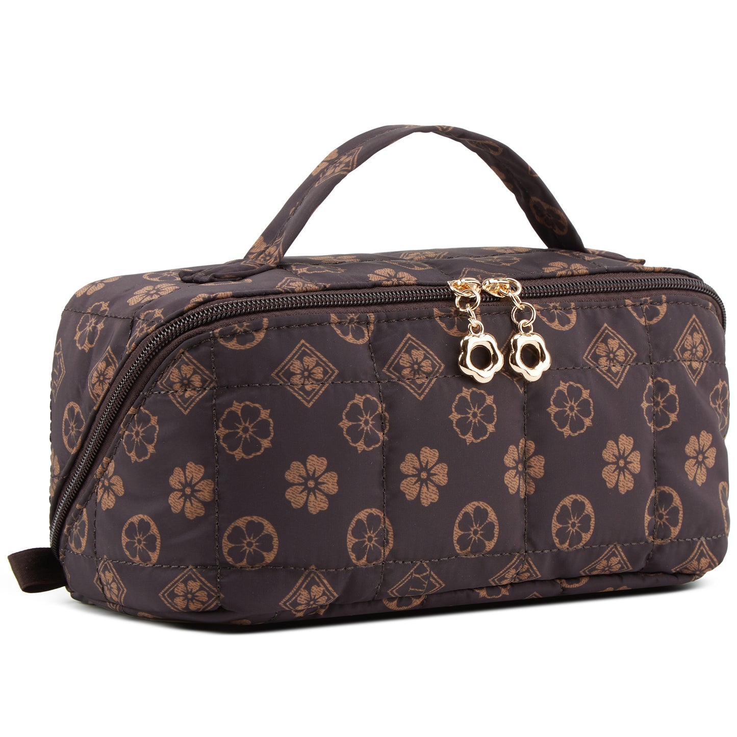 YTL Travel Makeup Bag, Puffer Cosmetic Organizer Bags, Women Toiletry Case Wide-open Make Up Bags, Flat Open Portable Organizer Cases for Skincare, Brushes & Travel Essentials