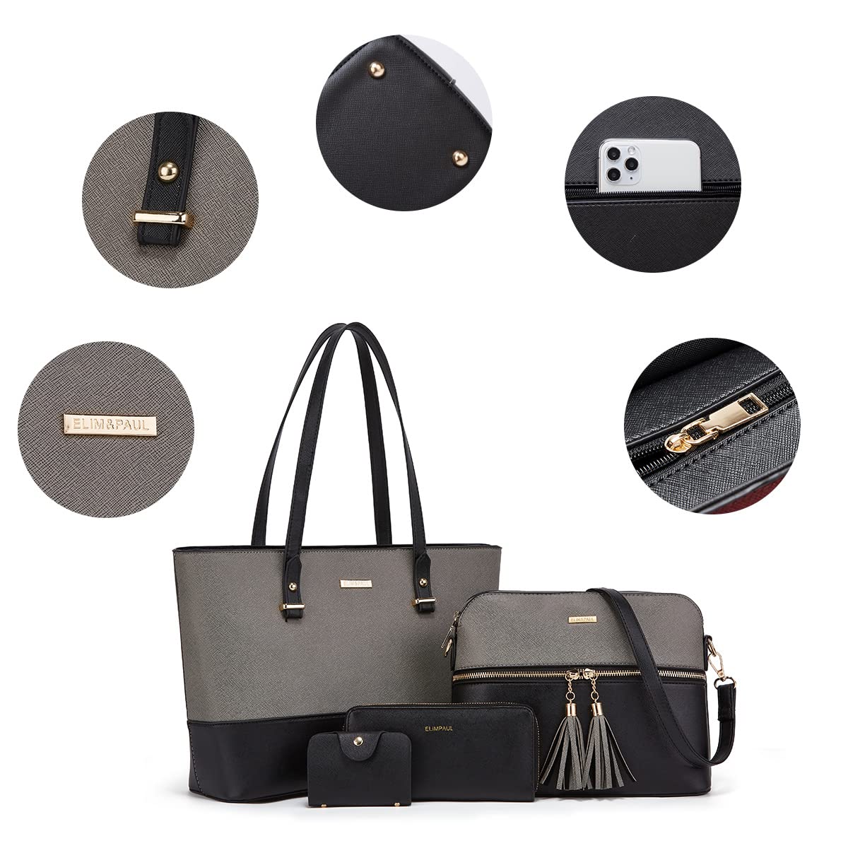 Women Fashion Handbags Wallet Tote Bag Shoulder Bag Top Handle Satchel Purse Set