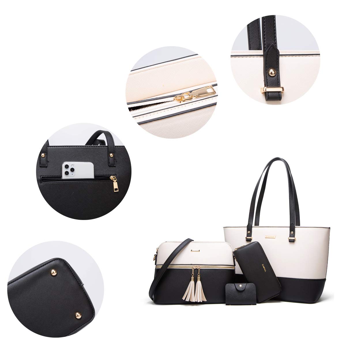 Women Fashion Handbags Wallet Tote Bag Shoulder Bag Top Handle Satchel Purse Set