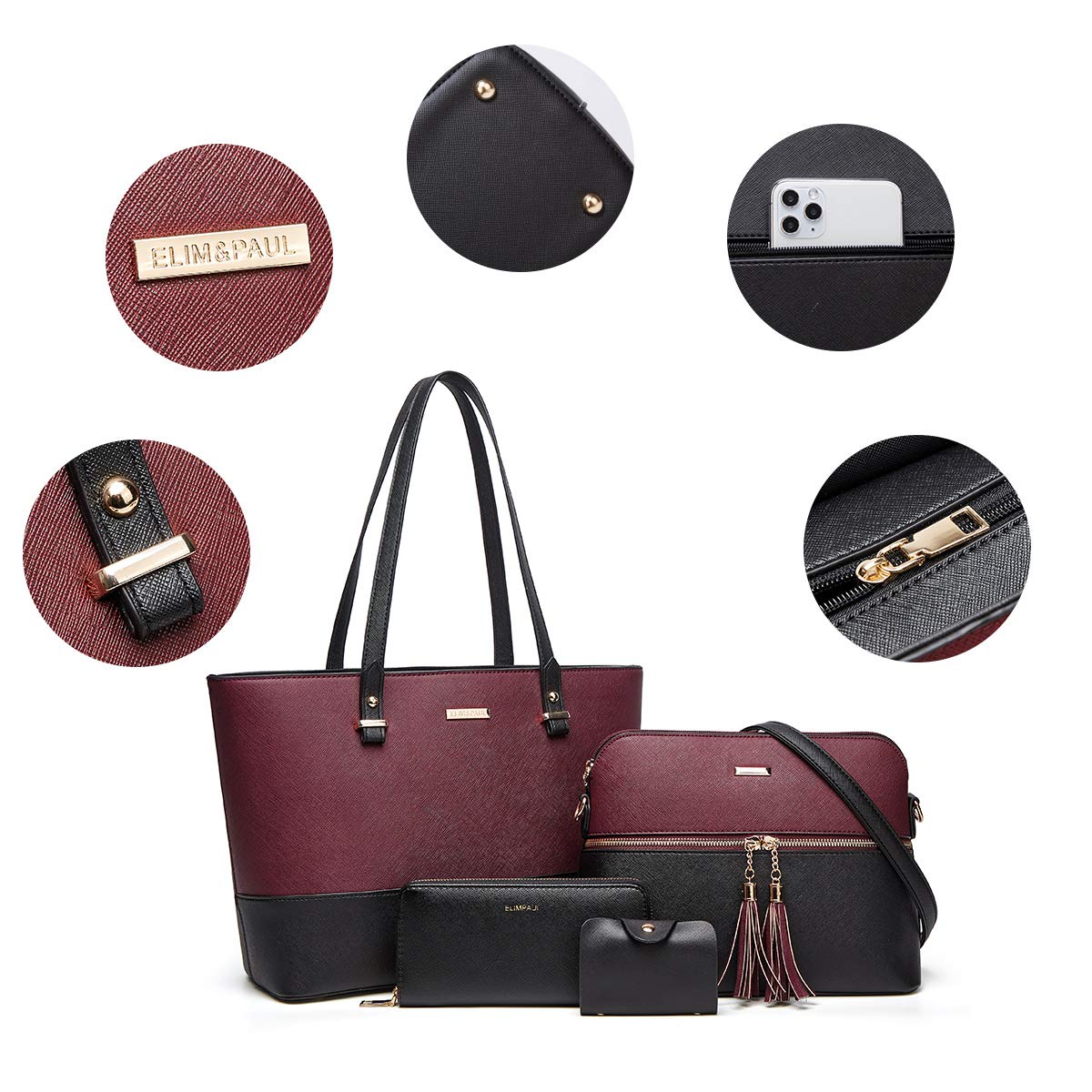 Women Fashion Handbags Wallet Tote Bag Shoulder Bag Top Handle Satchel Purse Set
