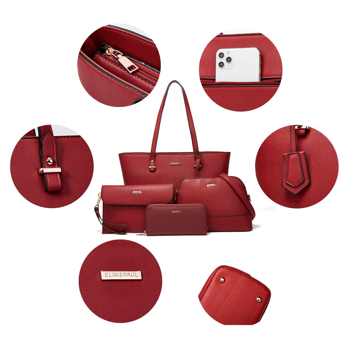 Women Fashion Handbags Wallet Tote Bag Shoulder Bag Top Handle Satchel Purse Set