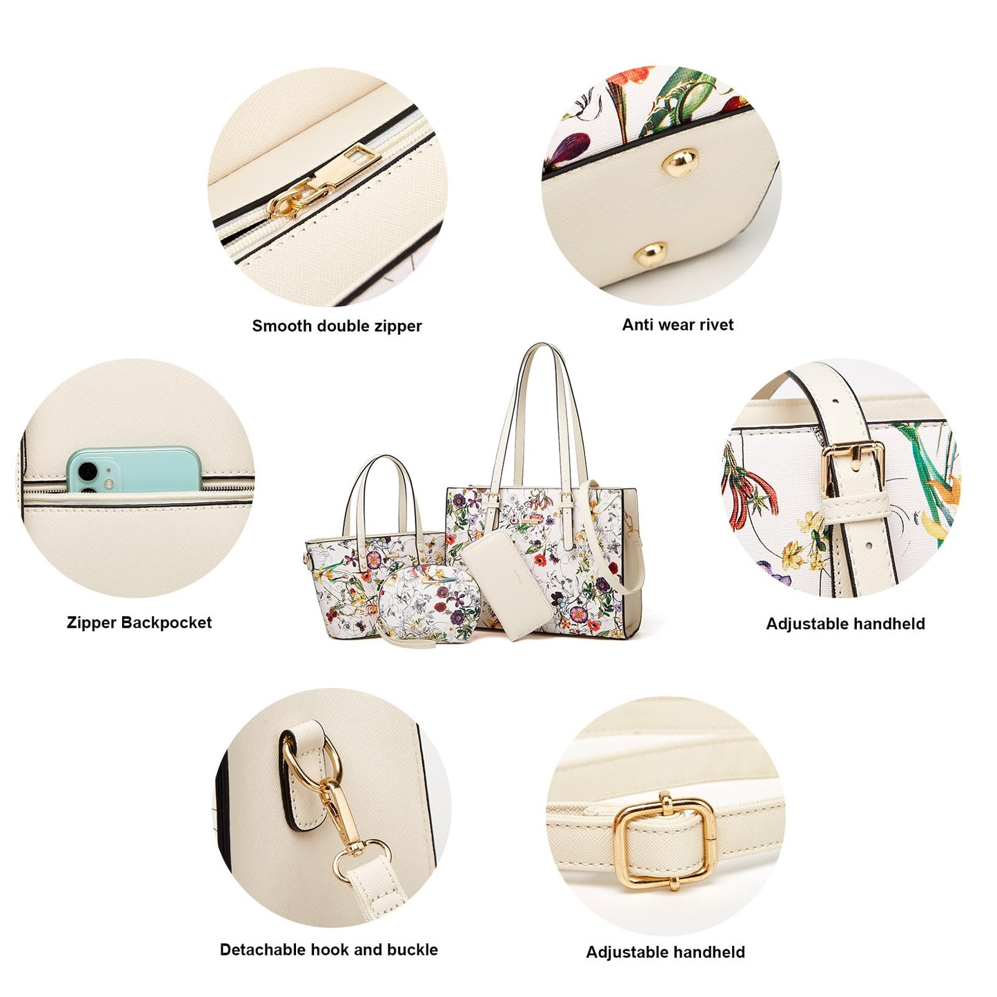 Women Fashion Handbags Wallet Tote Bag Shoulder Bag Top Handle Satchel Purse Set