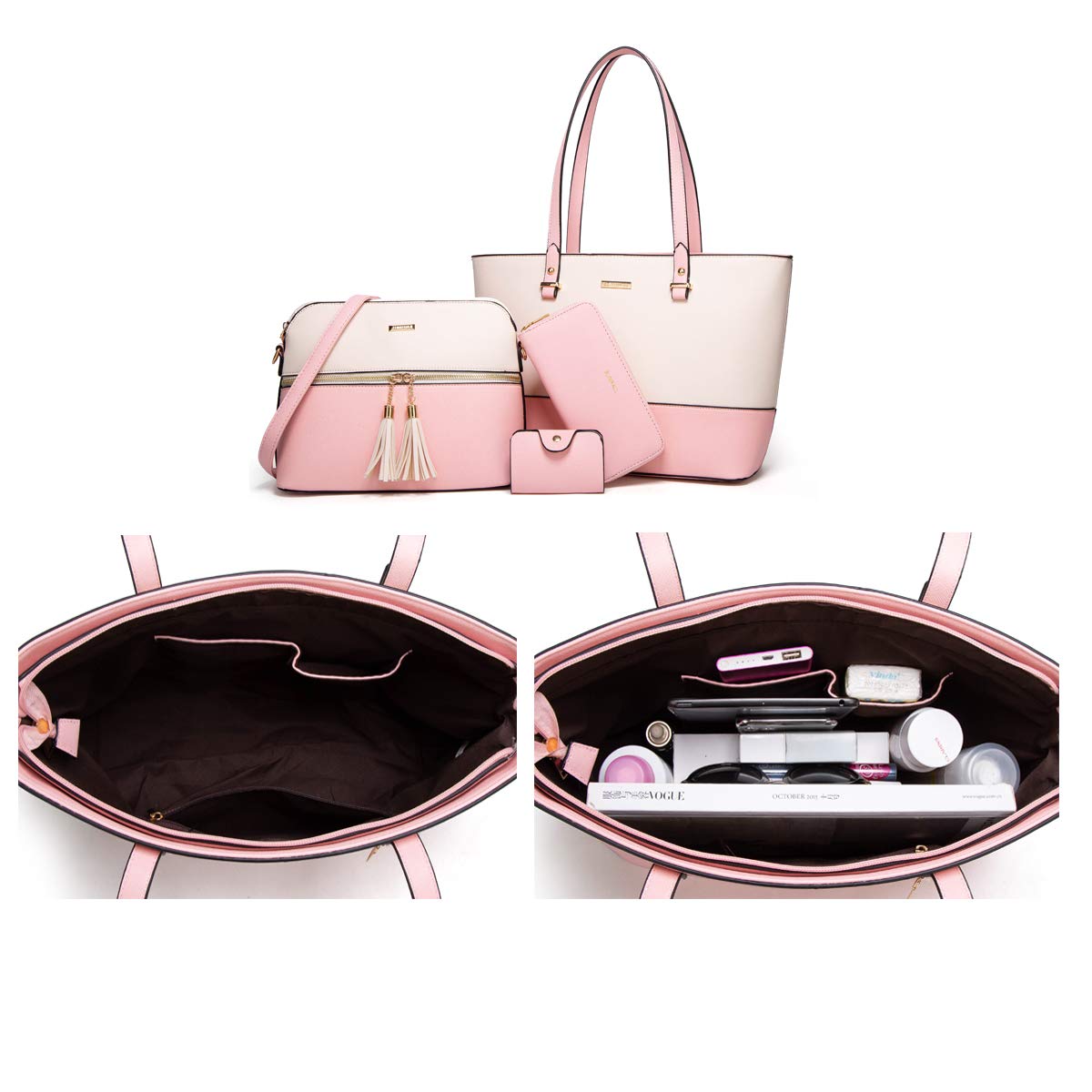Women Fashion Handbags Wallet Tote Bag Shoulder Bag Top Handle Satchel Purse Set