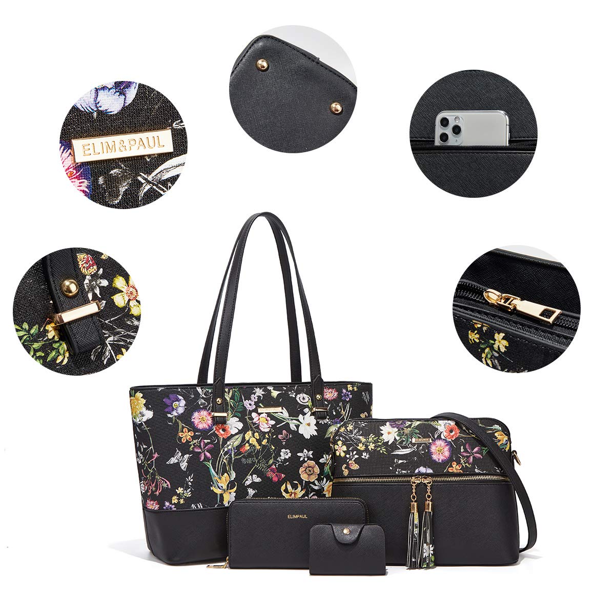 Women Fashion Handbags Wallet Tote Bag Shoulder Bag Top Handle Satchel Purse Set