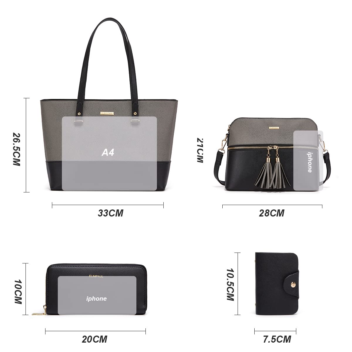 Women Fashion Handbags Wallet Tote Bag Shoulder Bag Top Handle Satchel Purse Set