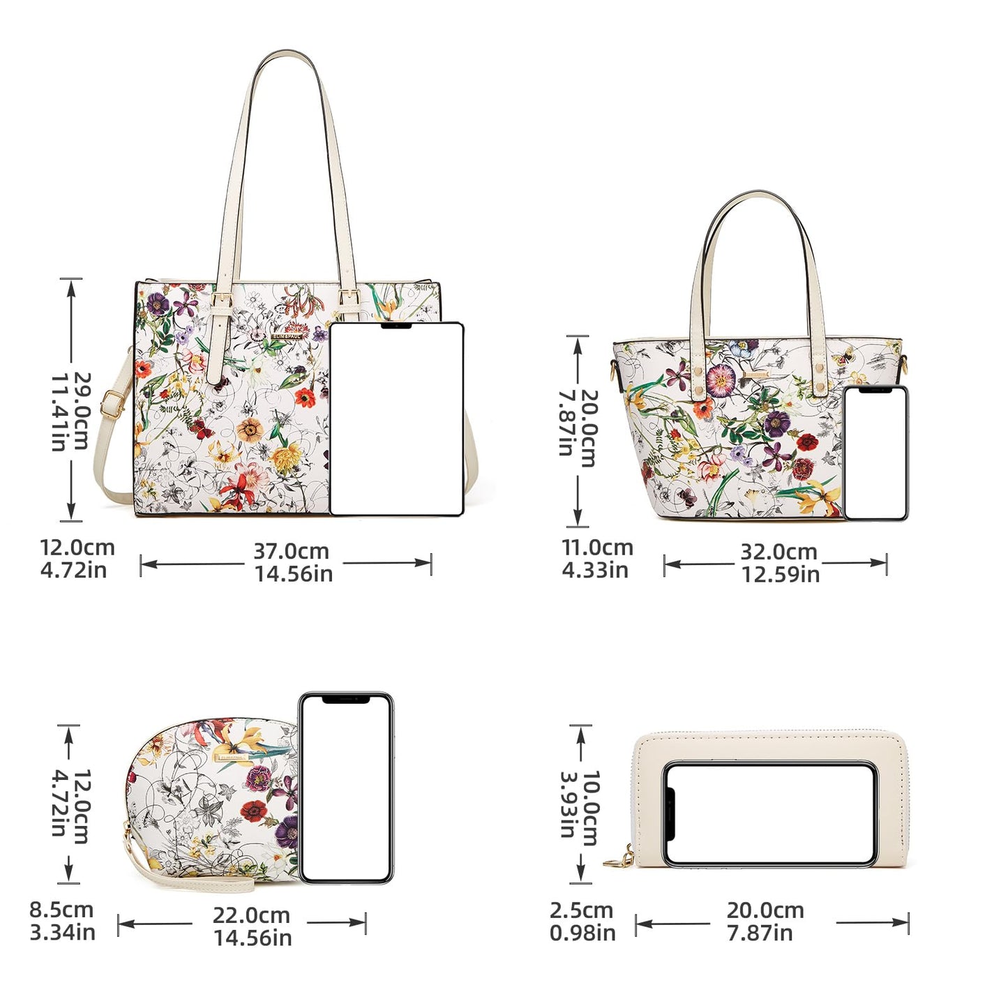 Women Fashion Handbags Wallet Tote Bag Shoulder Bag Top Handle Satchel Purse Set