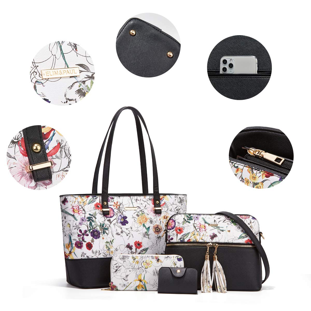 Women Fashion Handbags Wallet Tote Bag Shoulder Bag Top Handle Satchel Purse Set