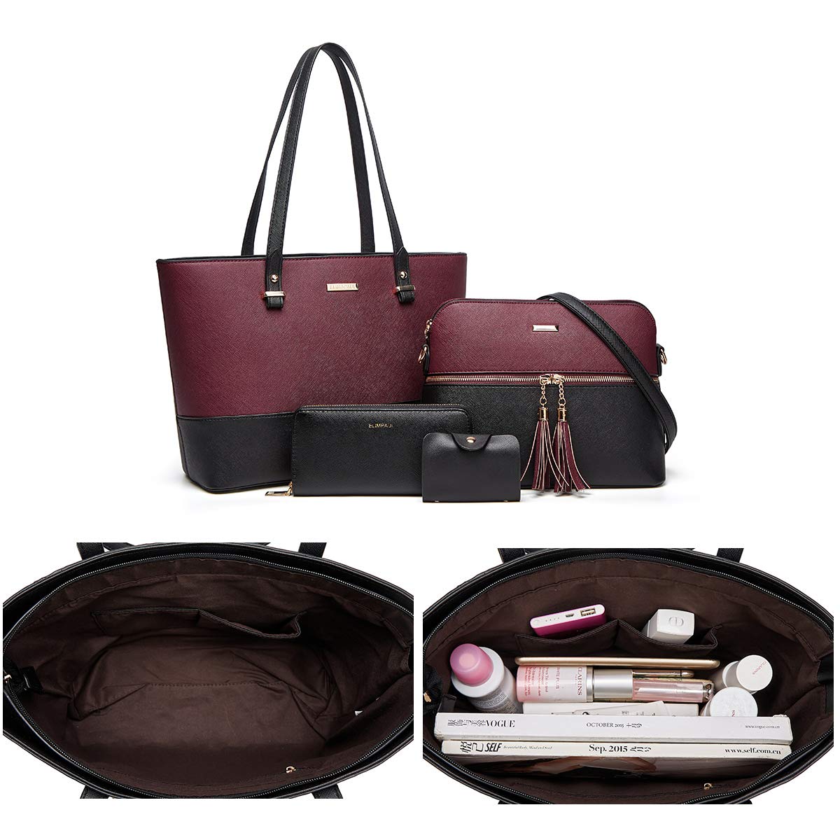 Women Fashion Handbags Wallet Tote Bag Shoulder Bag Top Handle Satchel Purse Set