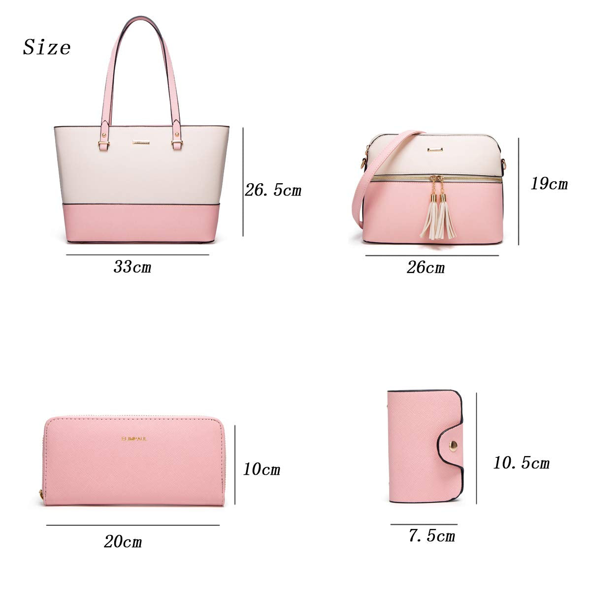 Women Fashion Handbags Wallet Tote Bag Shoulder Bag Top Handle Satchel Purse Set